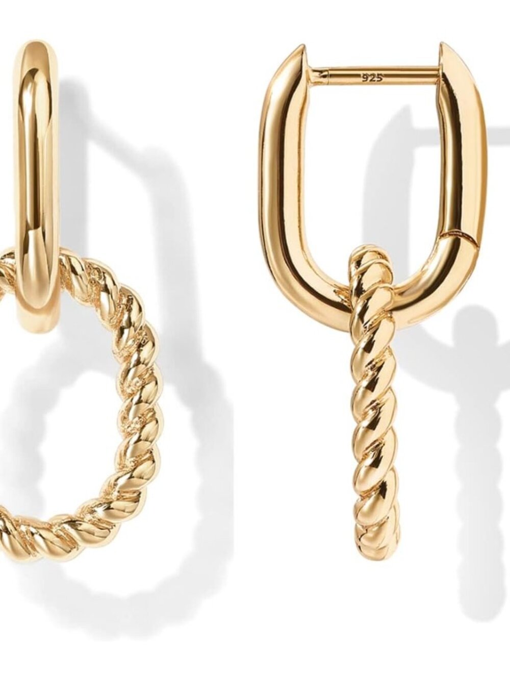 Dangle Hoop Earrings for Women, 14K Gold Plated Convertible Paperclip | Chain Li